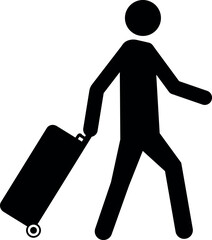 Passenger with luggage icon. Travel signs and symbols.