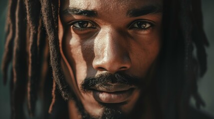 Portrait of Serious Black Man with Dreadlocks Generative AI