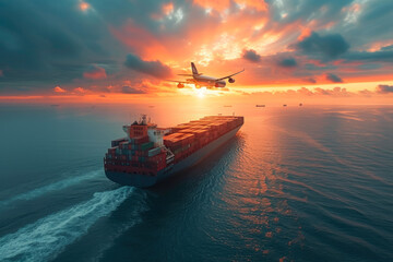 Shipping and Soaring: Vessels Across Elements - obrazy, fototapety, plakaty