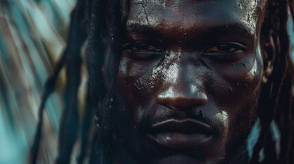 Portrait of Serious Black Man with Dreadlocks Generative AI
