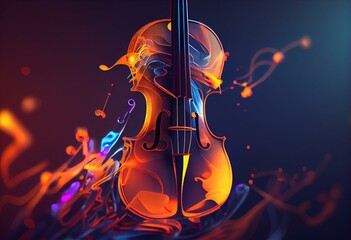 Abstract Violin Background. Generative AI - obrazy, fototapety, plakaty