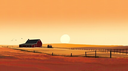 Fototapeta na wymiar sunsunrise farm landscape silhouette