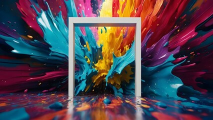 "Experience a vibrant explosion of colors with our AI-generated abstract 3D background, featuring a mesmerizing splash effect that will leave you in awe."