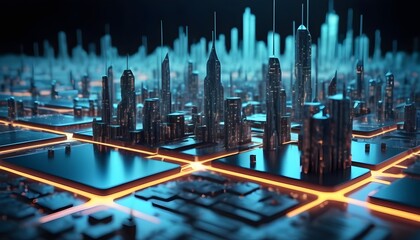 Embracing the Future: A Futuristic Glimpse into Smart City Technology and Digital Connectivity. Futuristic cyberspace concept