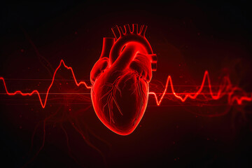 Dynamic Heartbeat: Abstract Red Pulse in Human Heart