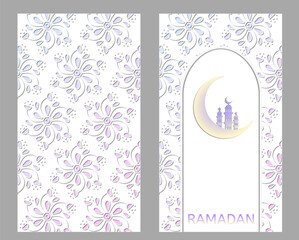 Ramadan, templates for instagram stories, vector, flower background, paper cut - 734217983