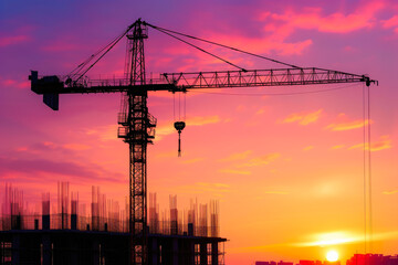 City Progress: Construction Site in Evening Light