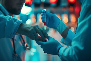 Close-up Of Doctor Taking Blood Sample From Patient's Arm.