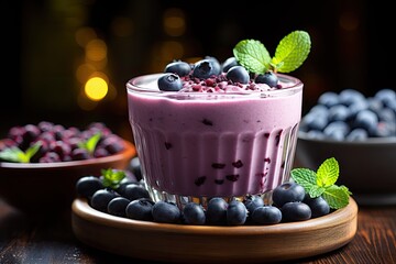 Blueberry smoothie with fresh yogurt., generative IA