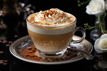 Perfect cappuccino with artistic foam., generative IA