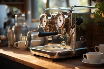 Crédence en verre imprimé Bar a café Coffee machine expressed in modern kitchen., generative IA