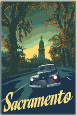 Sacramento retro poster