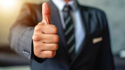 Positive Executive Gesture in Business Suit