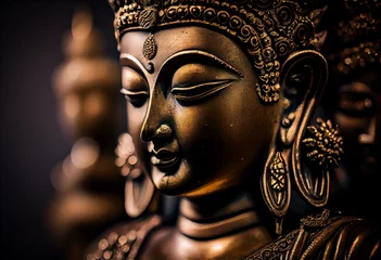 Tuinposter golden buddha face. Generative AI © Azeneth