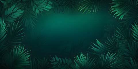 Fototapeta na wymiar Dark green abstract tropical theme background
