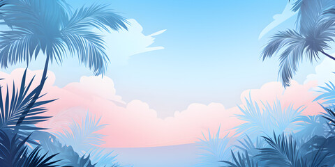 Fototapeta na wymiar Soft pastel blue abstract tropical theme background