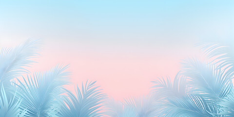 Soft pastel pink and blue abstract tropical theme background