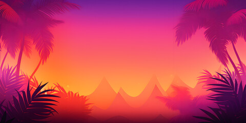 Fototapeta na wymiar Gradient purple and orange abstract tropical theme background