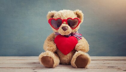teddy bear soft toy with heart shaped glasses