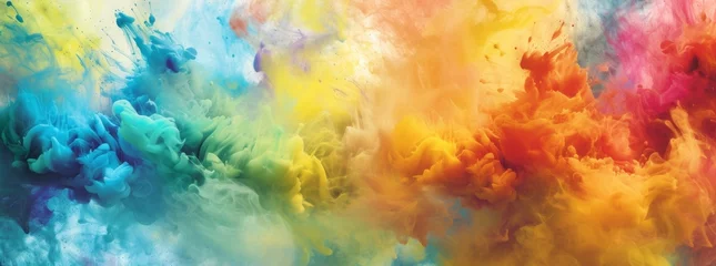 Tuinposter Mix van kleuren Color ink water rainbow background blend abstract cloud paint swirl burst. Colorful ink abstract: rainbow swirls in a burst of artistic energy. Pigment liquid chemical science