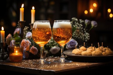 Sour beer glass at a tasting event., generative IA