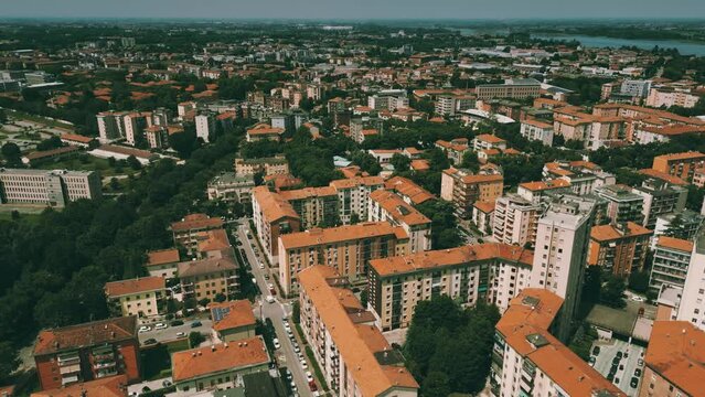 Aerial view of residential buildings in Mantua, Italy