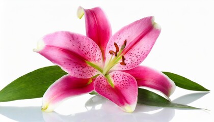 beautiful pink lily isolated on white