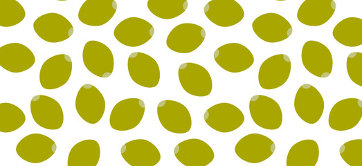 Green pumpkin seeds pattern. Vector seamless texture in flat color style. Organic food and healthy snack concept for design and print
