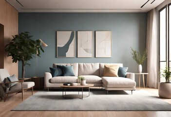 modern living room with lamp Generated with AI.