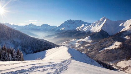 Fototapeta na wymiar beautiful winter snowy mountains landscape