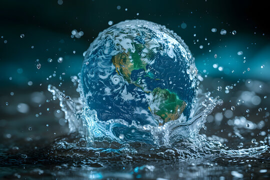 World water day. Globe Concept design for planet earth made of water illustration