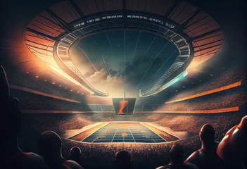 Fotobehang Illustration of Sports Stadium and Fantasy Characters. Generative AI © Titania