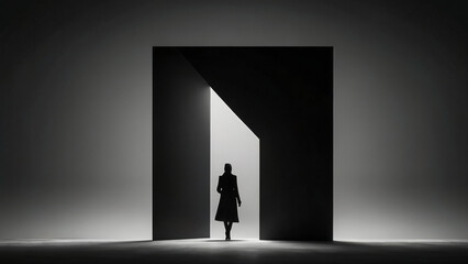 "Silent Vigil: The Lone Shadow" Silhouette of businessman