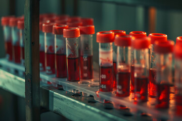 Tubes for collecting blood samples in the lab.