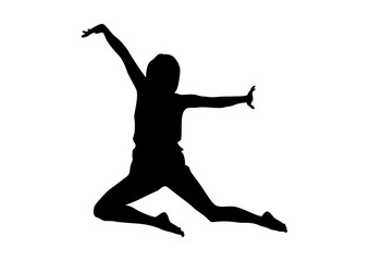 Fototapeta na wymiar silhouette happy girl jumping