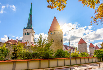 St. Olaf’s church and towers of old Tallinn, Estonia