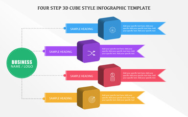 3d cube style business infographic template design, editable 3d square shape infographic design