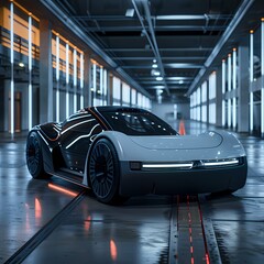 Futuristic Concept Car Showcased in Exhibition Hall