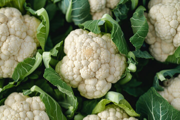 Texture background of fresh organic cauliflower. Generative AI