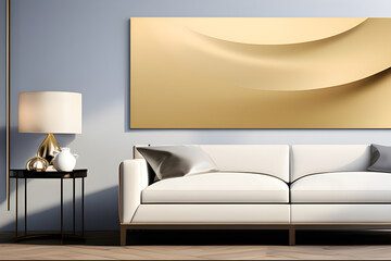 Elegant Minimalism: A Canvas Wall Commands Attention with Subtle Golden Highlights, Enhancing the Composition with a Touch of Luxurious Sophistication