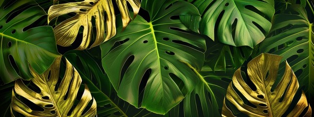 Pattern leaf background green plant tree abstract palm floral wallpaper flower foliage art jungle. Background luxury leaf pattern texture design line summer gold nature monstera fabric golden leaves