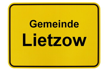 Illustration eines Ortsschildes der Gemeinde Lietzow in Mecklenburg-Vorpommern