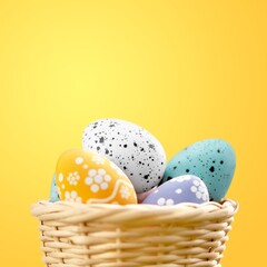 Colorful Easter Eggs on color Background