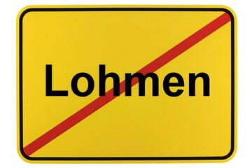 Illustration eines Ortsschildes der Gemeinde Lohmen in Mecklenburg-Vorpommern