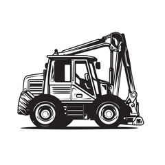 Construction equipment in cartoon, doodle style . Image for t-shirt, web, mobile apps and ui. Isolated 2d vector illustration in logo, icon, sketch style, Eps 10, black and white. AI Generative