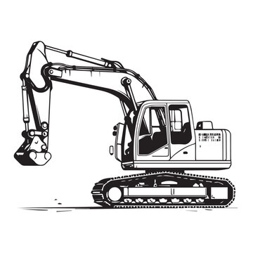 Construction equipment in cartoon, doodle style . Image for t-shirt, web, mobile apps and ui. Isolated 2d vector illustration in logo, icon, sketch style, Eps 10, black and white. AI Generative