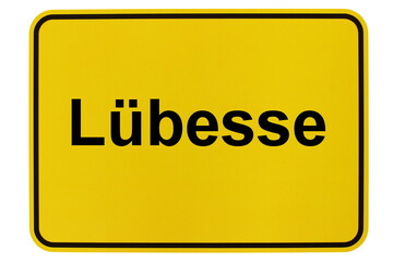 Illustration eines Ortsschildes der Gemeinde Lübesse in Mecklenburg-Vorpommern