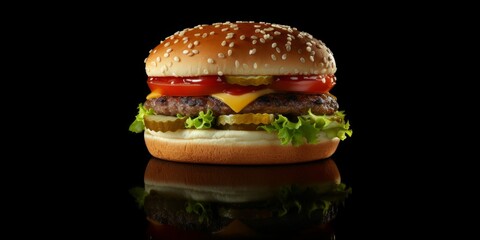 Burger hamburger close-up Generative AI