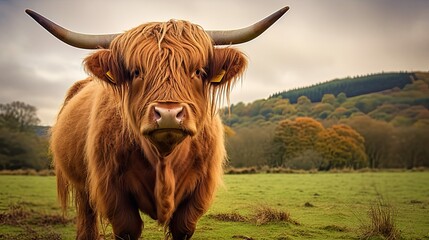 farm scottish highland cow