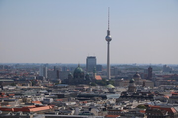Fototapeta premium Bird's eye view of Berlin, with a view to the Berlin Fernsehturm, Germany